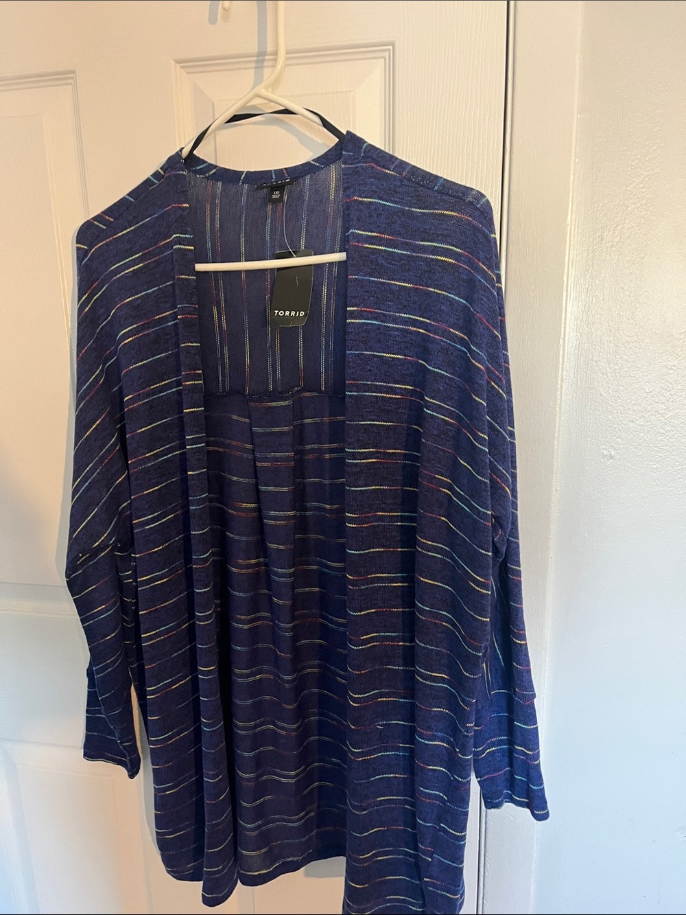 torrid Navy Multicolor Striped Open Cardigan NWT size 00